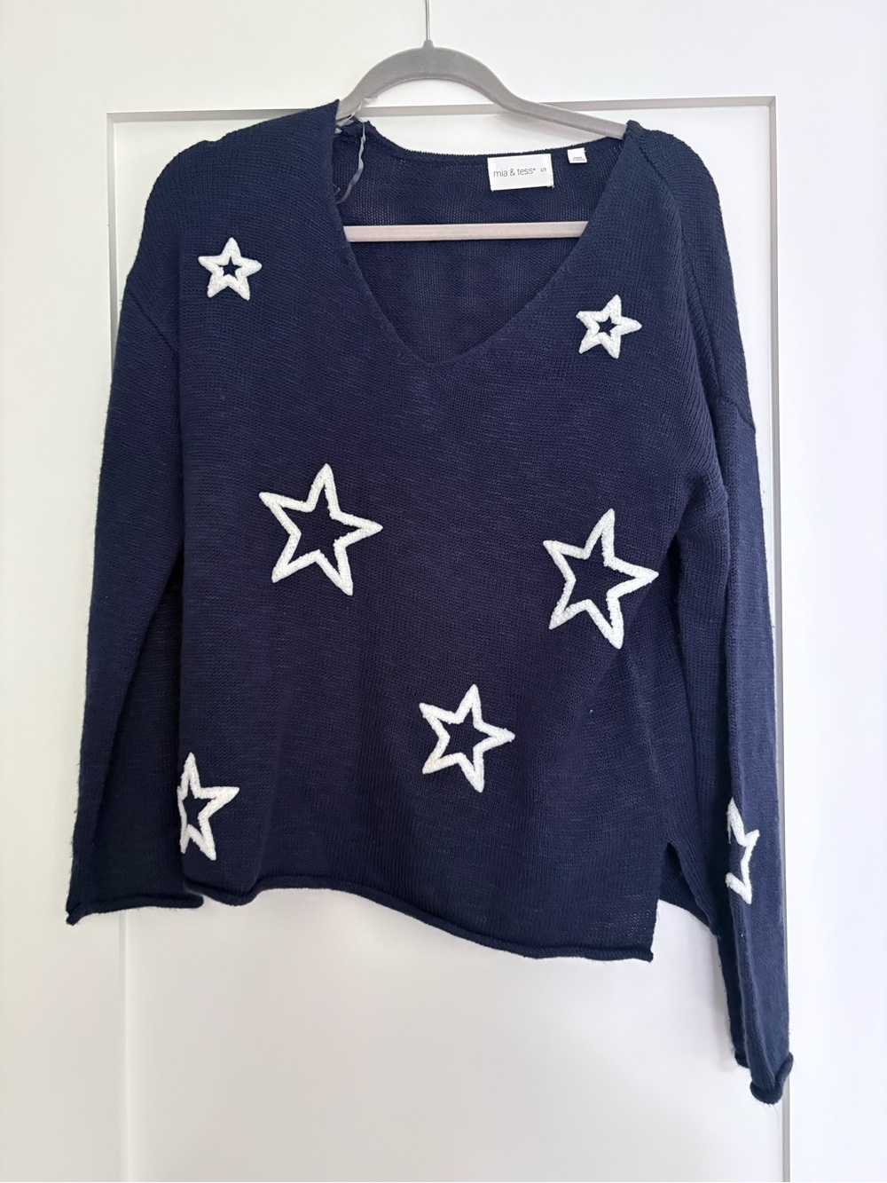 Mia & Tess Navy Star V-Neck Sweater